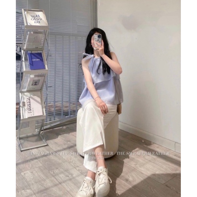 Áo yếm tơ buộc nơ vai hai lớp tiểu thư