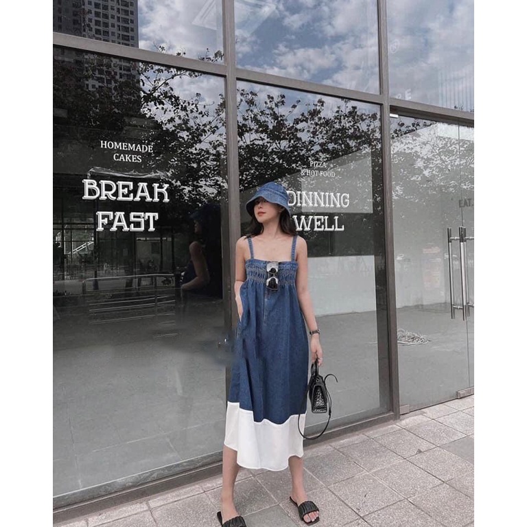 Váy bò, váy hai dây bò chun ngực dáng xuông cá tính
