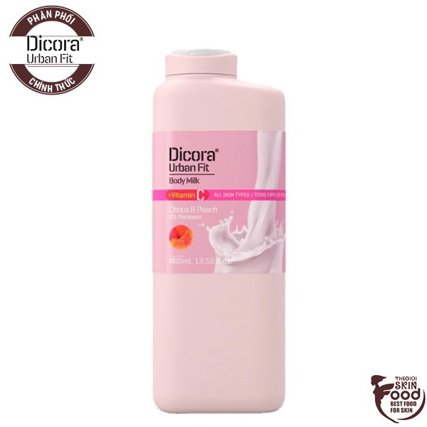 [400ml] Sữa Dưỡng Thể Hương Cam Quýt Và Đào Dicora Urban Fit Body Milk Vitamin C Citrics & Peach