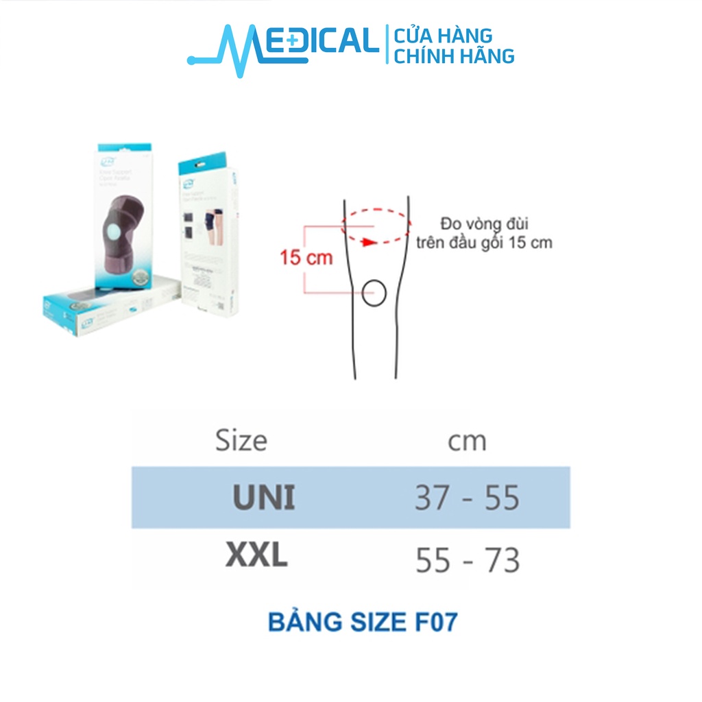 Bó gối đai dán không nẹp UNITED MEDICARE Neoprene F07 màu đen - MEDICAL