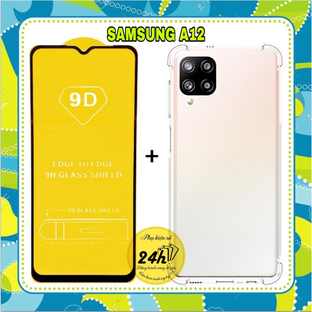 Combo Kính Cường Lực Full Màn Hình Samsung A12 M12 A24 A34 A54 A53 A33 A23 A13 A04...và Ốp Lưng chống sốc 4 cạnh loại 1