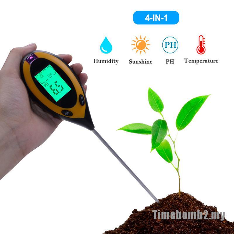 [Time2] Máy đo độ ẩm đất PH 4 trong 1 Máy đo độ ẩm ánh sáng mặt trời cho bãi cỏ cây trong vườn