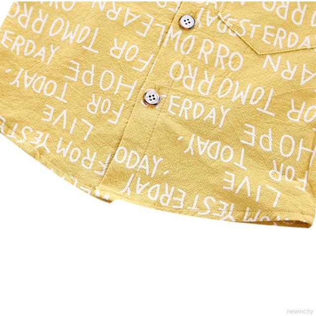 Áo thun tay ngắn in chữ &amp; quần short cho bé trai