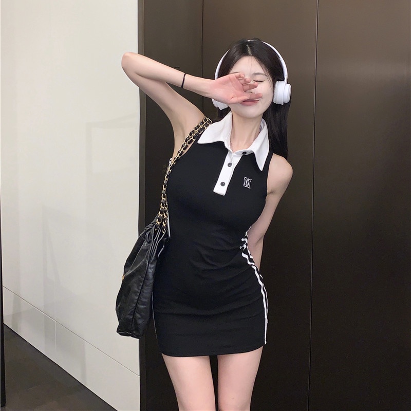 Đầm Sát Nách Cổ POLO Form Ôm Thời Trang Trẻ Trung