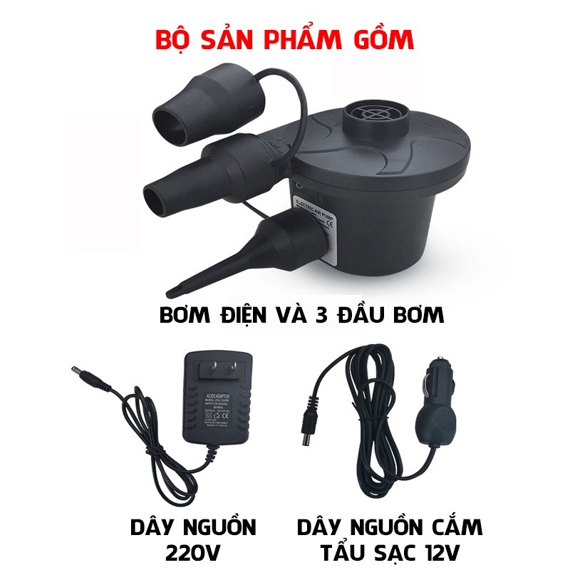 Bơm Điện Phao Bơi Hai Chiều Hút Thổi Bơm Đệm Hơi Ô Tô Tiện Lợi Nhanh Chóng 12V - 220V