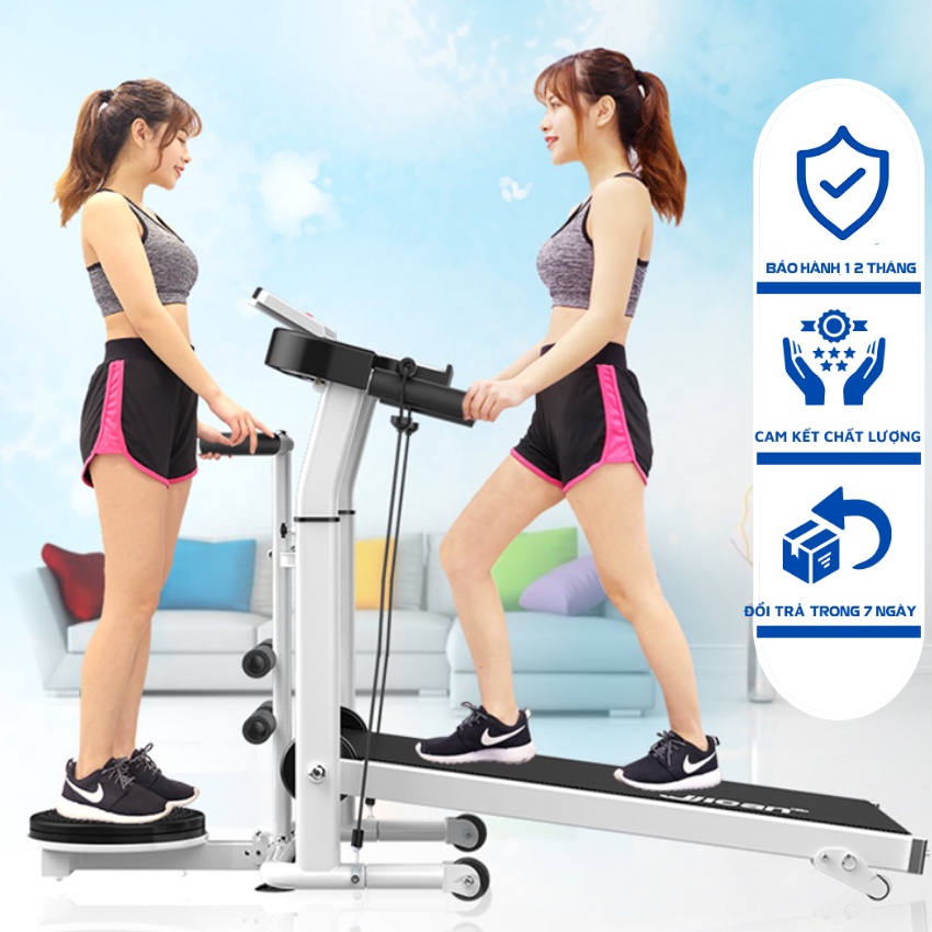 Máy chạy bộ tại nhà, Máy chạy bộ cơ đa năng thế hệ mới kèm dụng cụ xoay eo [ không dùng điện, êm ái ]