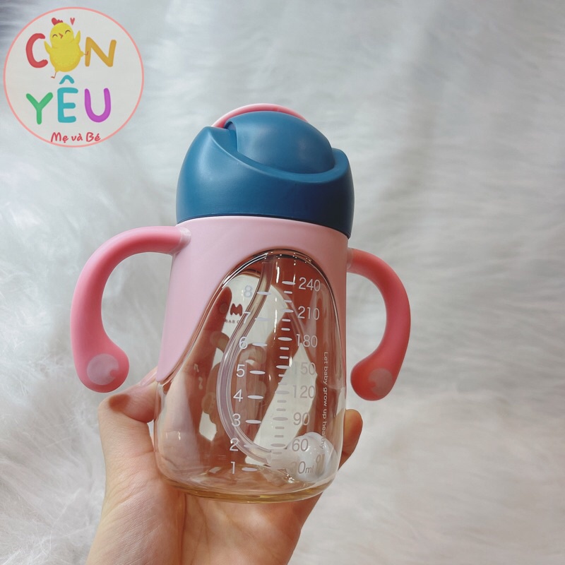 Bình tập hút cho bé - chất liệu PPSU AMOBABY 240ml - sản phẩm chính hãng
