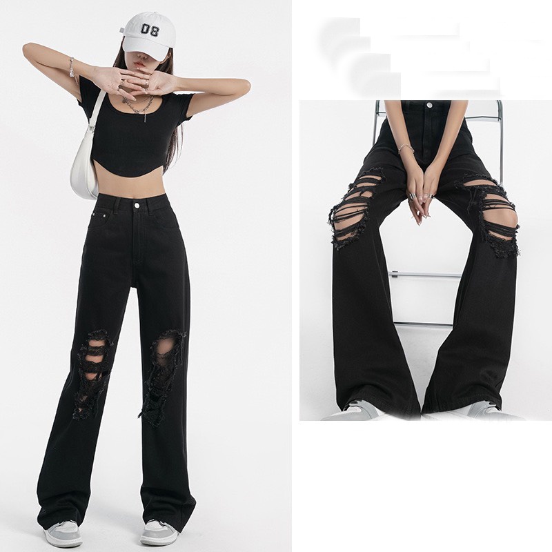 [ VIDEO+FREESHIP ] QUẦN JEANS ỐNG RỘNG NỮ LƯNG CAO LAI CUỐN RÁCH TE TUA CHỮ NHẬT 2 GỐI MÀU XANH NHẠT XANH ĐẬM ĐEN HOT