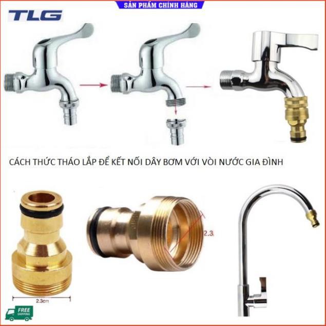 💎TLG💎 Bộ dây vòi xịt nước rửa xe, tưới cây . tăng áp 3 lần, loại 15m 206587 đầu đồng,cút đồng+ tặng đai [SKM]