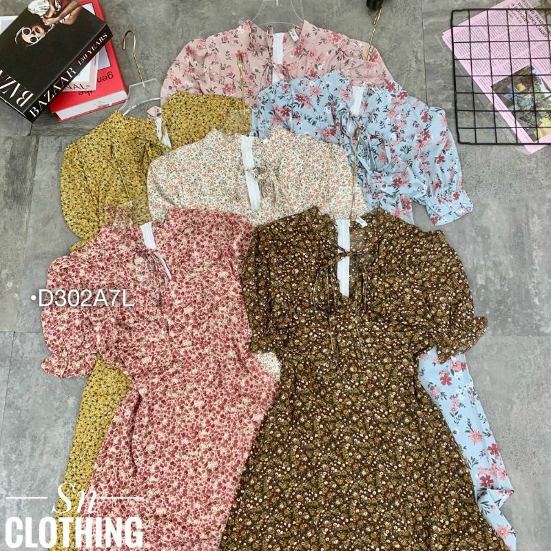 ĐẦM MAXI NỮ VÁY XÒE HOA TAY PHỒNG CHUN CỔ TRỤ CỘT NƠ THIẾT KẾ NHÍU EO DÁNG DÀI VINTAGE NHẸ NHÀNG THANH LỊCH