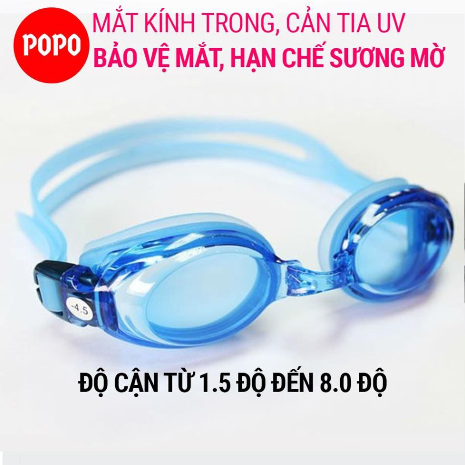 Kính bơi cận có độ cận thị 1,5 đến 8.0 độ POPO 5100XANH kính bơi người lớn nam nữ trẻ em trên 6 tuổi, chống UV ྇