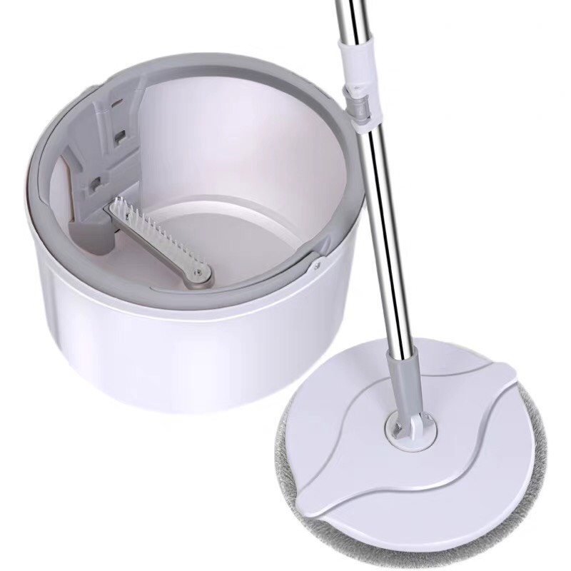 Bộ lau nhà thông minh K8 thùng vắt xoay tròn nhựa PP, Cán inox dài 134cm, miếng lau 25cm