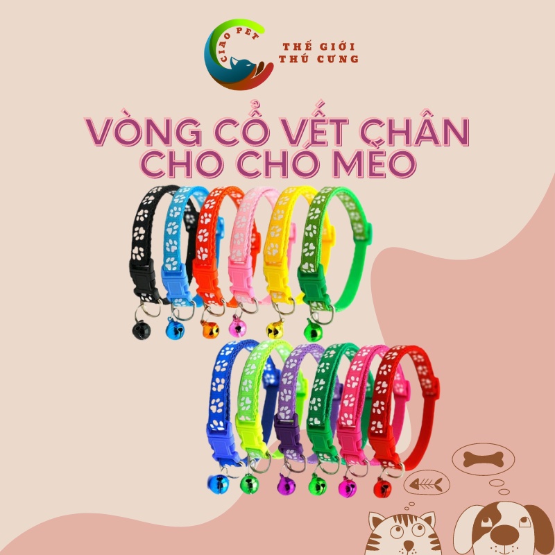 Vòng cổ chó mèo họa tiết vết chân và phản quang