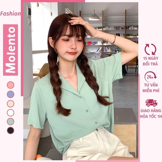 Áo Sơ Mi Nữ Tay Ngắn Cổ Vest Molento Áo Sơ Mi Ngắn Tay Chất Đũi Hàn Không Nhăn Nhàu Lên Form Chuẩn Dáng Đẹp - M114