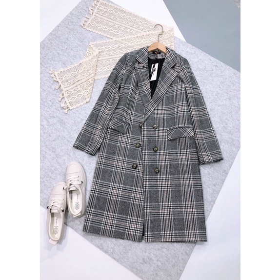 áo dạ kẻ dáng suông | BigBuy360 - bigbuy360.vn