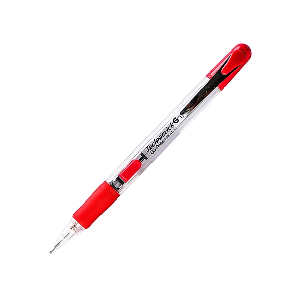 Bút Chì Bấm Giữa Thân Nhựa Trong Pentel PD305T - Màu Đỏ