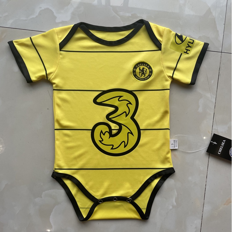 Bộ Áo Liền Quần Màu Vàng In Logo Chelsea Away Thời Trang Cho Bé Sơ Sinh 2021 / 22