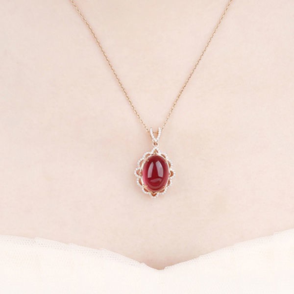 Dove Blood Ruby Mặt dây chuyền vòng cổ Nữ vàng hồng Đáy bạc Garnet Kim cương Tourmaline Nhẫn sang trọngQQ