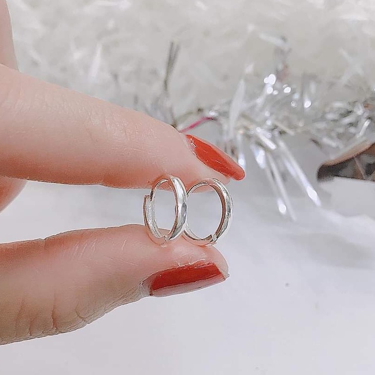 Khuyên tai bạc Khuyên tròn trơn sát tai bạc đẹp Van Jewelry V10597