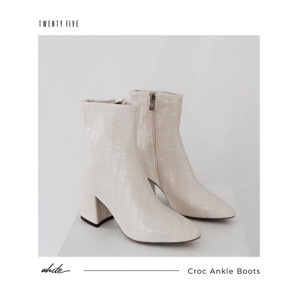 [Mã SKAMLTSM9 giảm 10% đơn 99K] Giày bốt giả da cá xấu - Croc Ankle Boots Twentyfive Studio