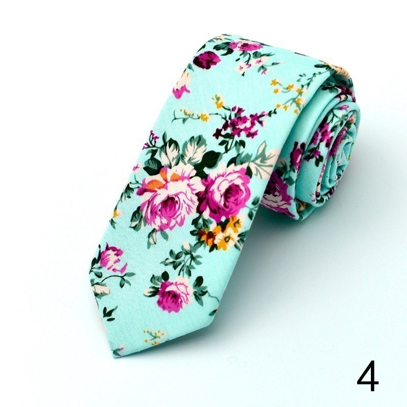Cà Vạt Hoạ Tiết Hoa Chất Cotton Cho Nam Giới
