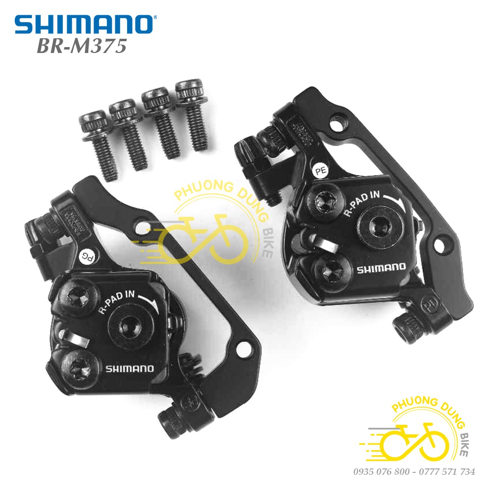 Bộ Cụm phanh thắng đĩa cơ xe đạp SHIMANO BR-M375 - Hàng Chính Hãng