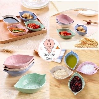 Bát Ăn Dặm, Bát Đựng Nước Chấm Lúa Mạch Mini Hình Lá Xin Xắn Cho Bé