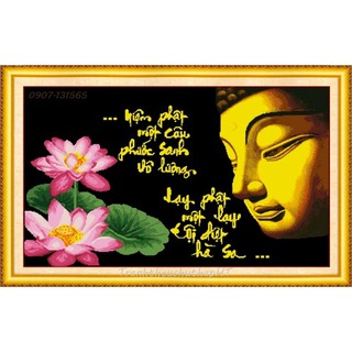 Tranh đính đá Nam Mô A Di Đà Phật 82x52cm - VS483