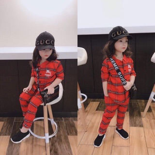 Bộ BUr caro cho bé gái