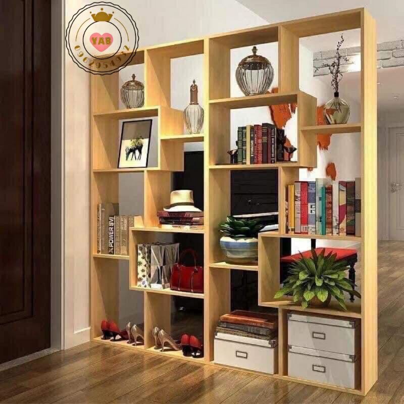 Kệ sách gỗ để sàn đa tầng thông minh màu vân gỗ ( Kệ chữ U )