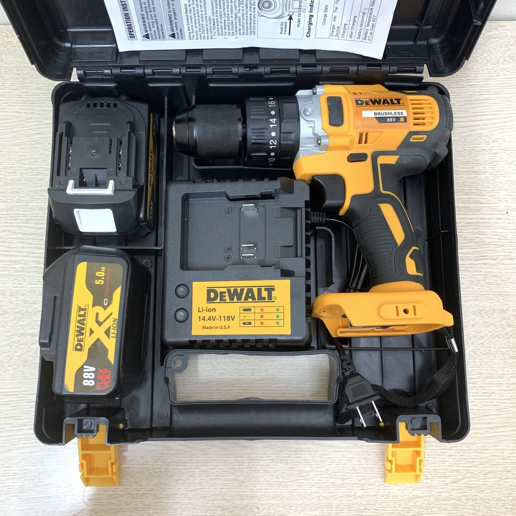 Máy khoan pin Dewalt 88V 3 chức năng, Có búa, Pin chuẩn 10 Cell, Động cơ 775