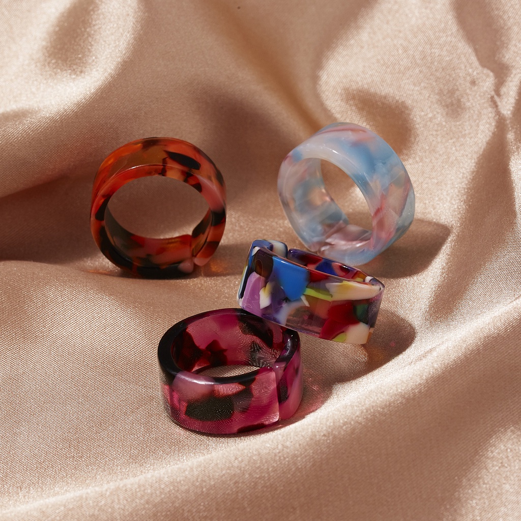 Nhẫn RINHOO FRIENDSHIP nhựa màu sắc phong cách Hàn Quốc thời trang cho nam và nữ