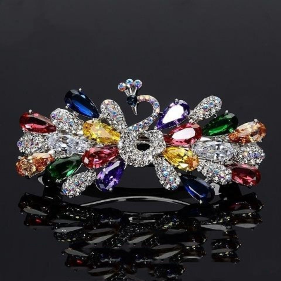 Kẹp Tóc Hình Con Công Đính Đá Phong Cách Hàn Quốc Cho Nữ