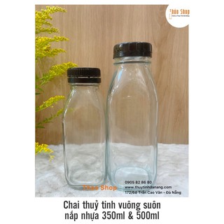 🔥 SĂN SAEL🔥 Chai thủy tinh vuông cổ suôn miệng rộng nắp nhựa 300ML