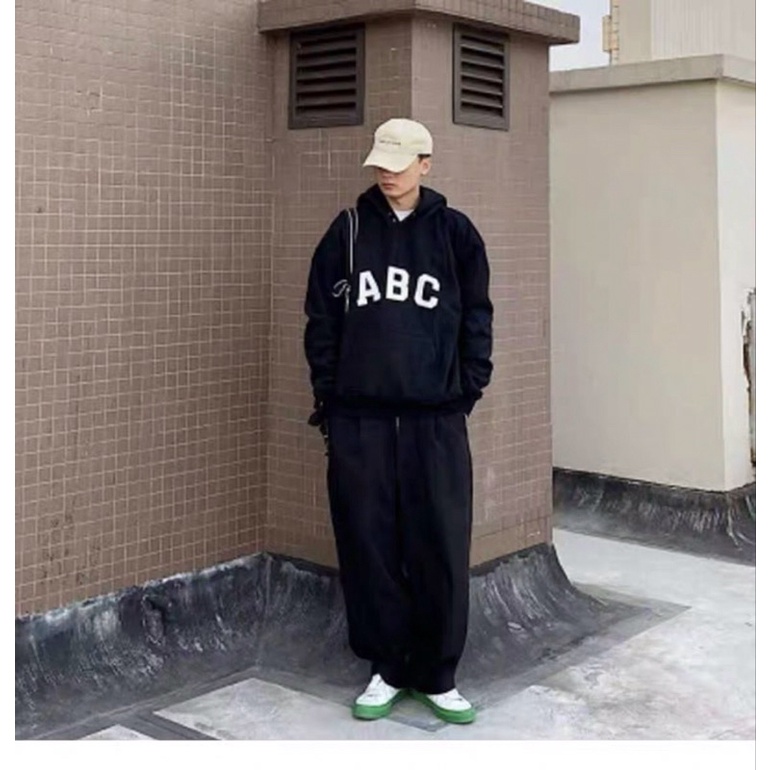 Áo khoác Hoodie in chữ ABC form rộng Unisex