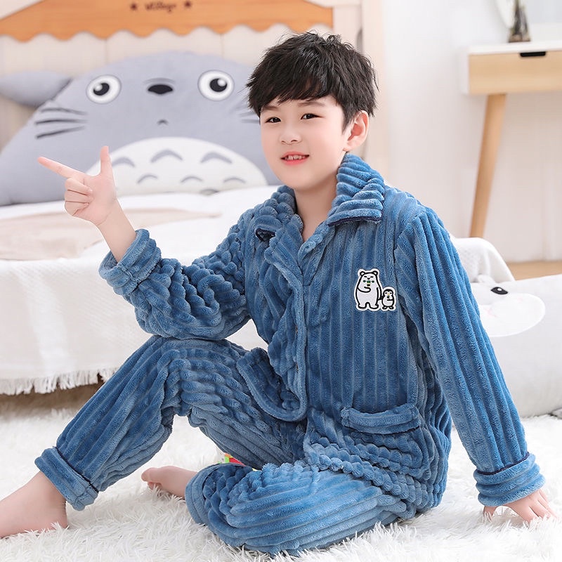 Bộ đồ ngủ nỉ mùa thu đông trẻ em cho bé trai và bé gái, bé lớn Sezi cho từ 8-50kg  hàng đặt trước 7 ngày giao hàng