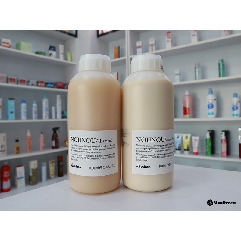 Bộ dầu gội xả Davines Nounou cho tóc khô hư tổn do uốn nhuộm của Ý 1000ml