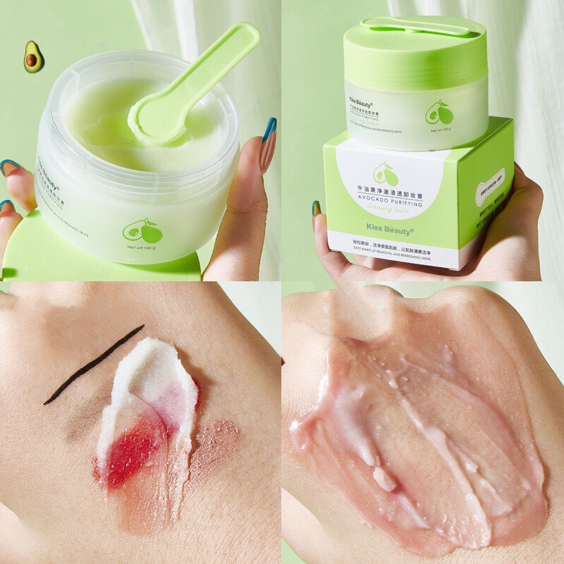 Sáp tẩy trang quả bơ KISS BEAUTY Avocado Purifying Cleansing Balm làm sạch sâu dịu nhẹ dưỡng ẩm sáng da KISS17