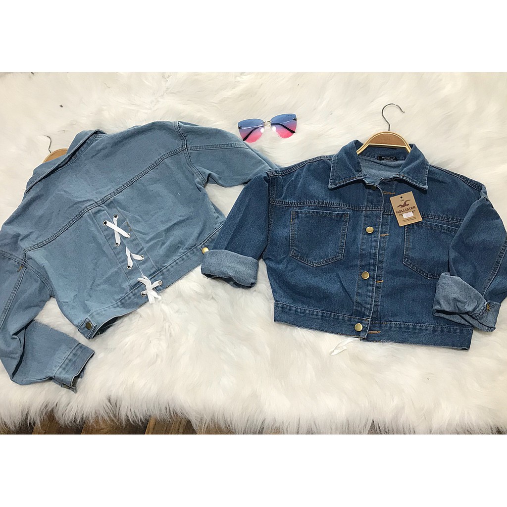 ÁO KHOÁC JEAN NỮ ĐAN DÂY SAU LƯNG ( HAI MÀU )