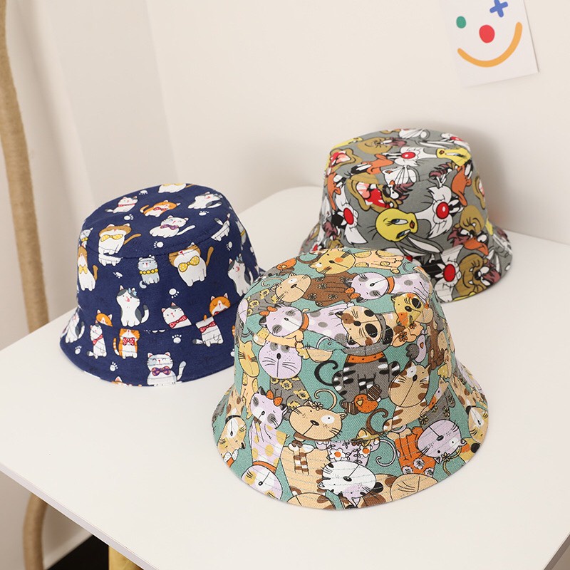 Mũ vành tròn bucket cho bé trai bé gái nhiều hình Động vật đáng yêu chất vải mềm phong cách Hàn Quốc cho bé từ 0-4 tuổi