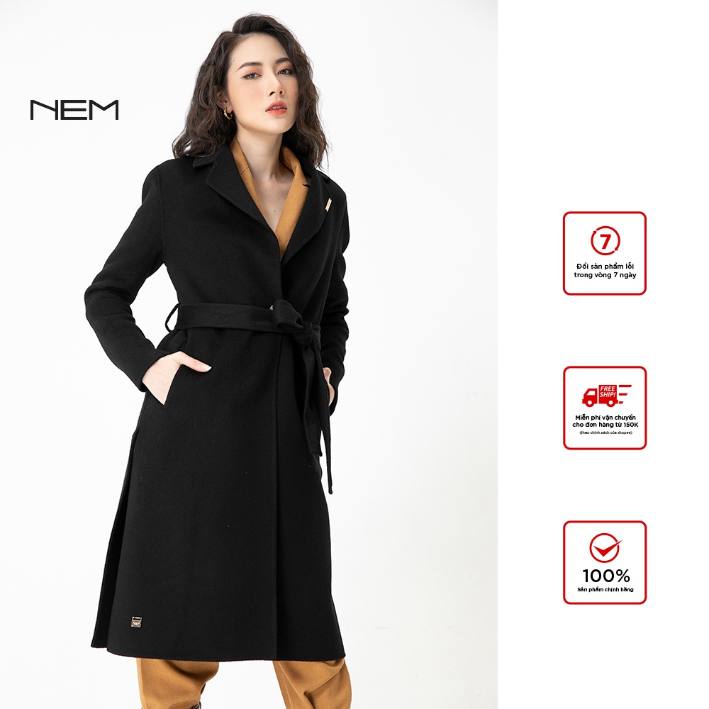 Áo măng tô nữ dạ đen cao cấp NEM Fashion AK68042