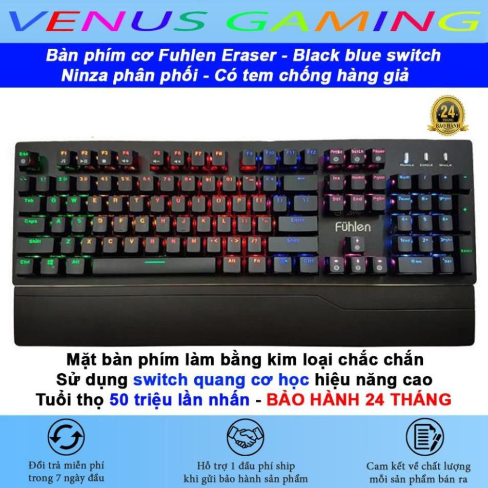 Bàn phím cơ Gaming Fuhlen Eraser - Fuhlen E  - Led Rainbow - Black Blue switch - Có tem chống hàng giả - Bảo hành 2 năm