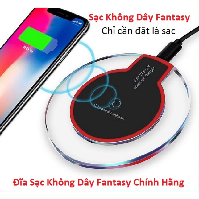 Đĩa Sạc Nhanh Không Dây Fantasy - Chính Hãng - Chuẩn Qi ( thiết bị sạc không dây )