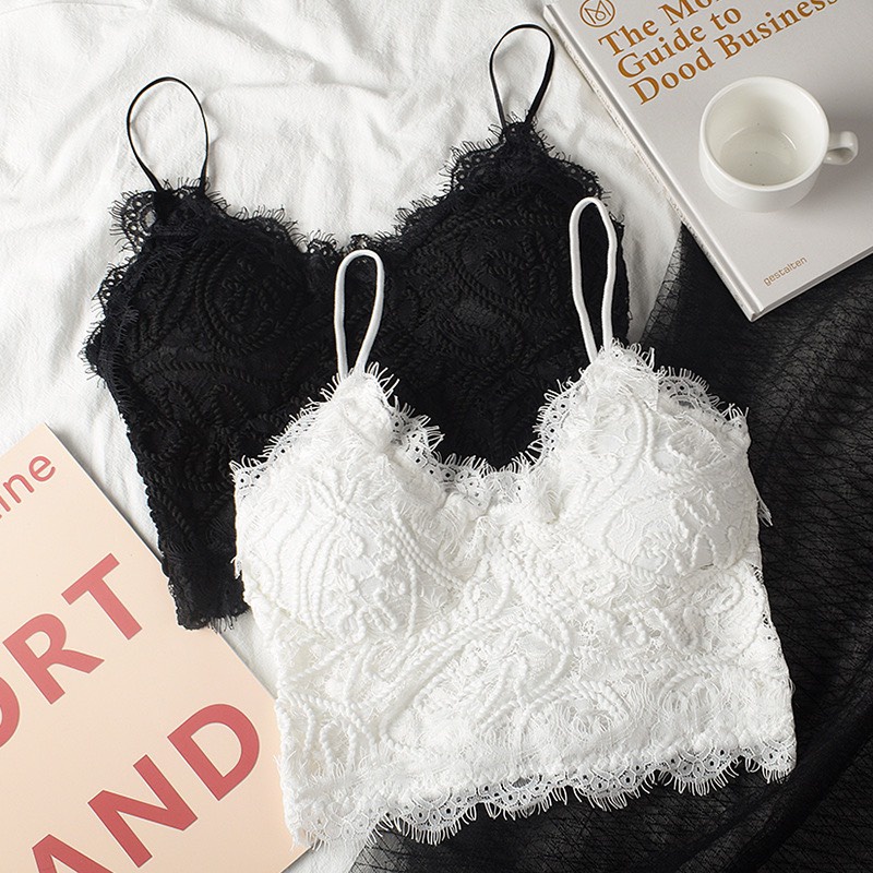 Áo bra nữ 2 dây nhún phong cách croptop siêu xinh và dễ thương, Áo lót nữ đệm mút mỏng ôm ngực LANIXA B379