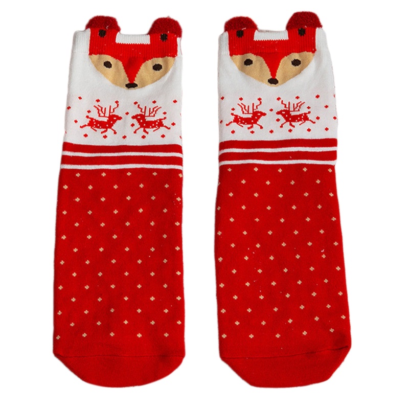 Vớ Cổ Trung In Họa Tiết Giáng Sinh Hoạt Hình 3D Phong Cách Nhật Bản Cho Nữ