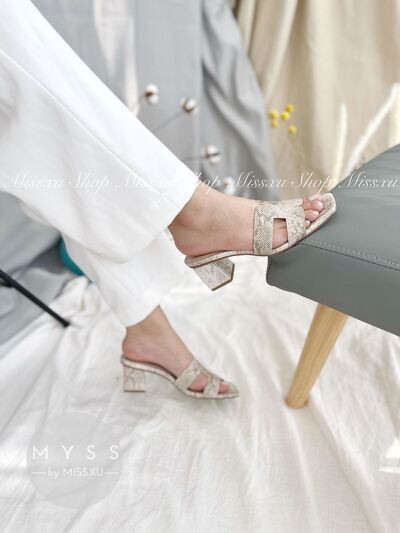 Giày guốc nữ chữ H gót trụ 5cm thời trang MYSS - SU109