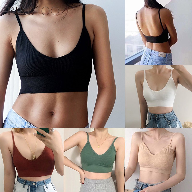 Áo ngực thể thao  mềm mại có thể tháo rời màu  Áo bra nữ hở lưng chữ U hai dây len tăm freesize 40-65kg