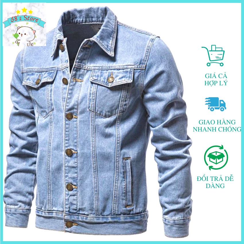 Áo khoác jean nam lịch lãm 68's Store cao cấp form body phong cách thời trang jean đơn giản sang trọng