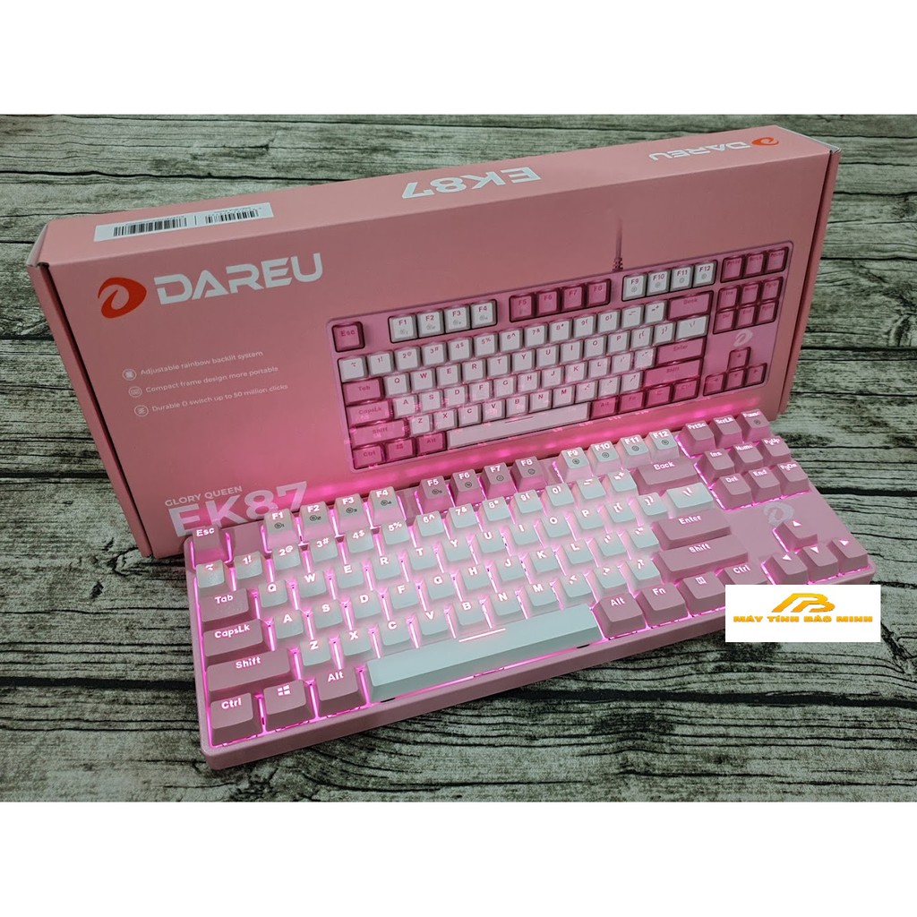 Combo Gaming Màu Hồng Gồm Bàn Phím CƠ Dareu EK87 + Chuột Dareu EM908 + Bàn di Chuột ESP100