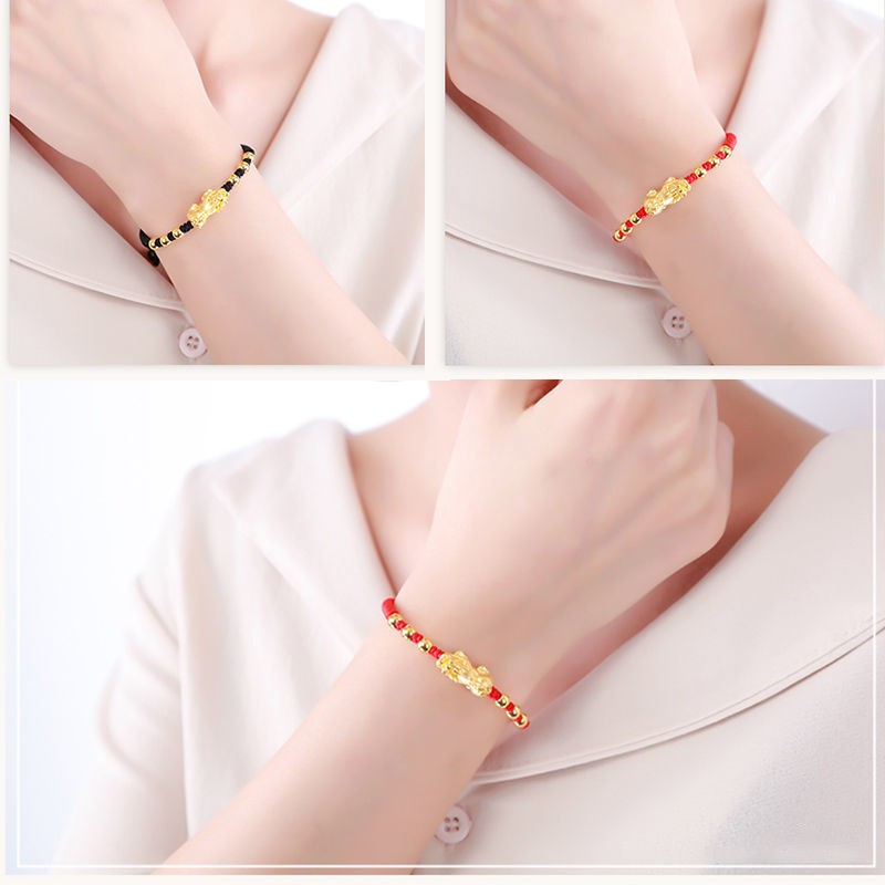 Vòng đeo tay RINHOO dây bện màu đỏ/ đen thời trang đem lại may mắn